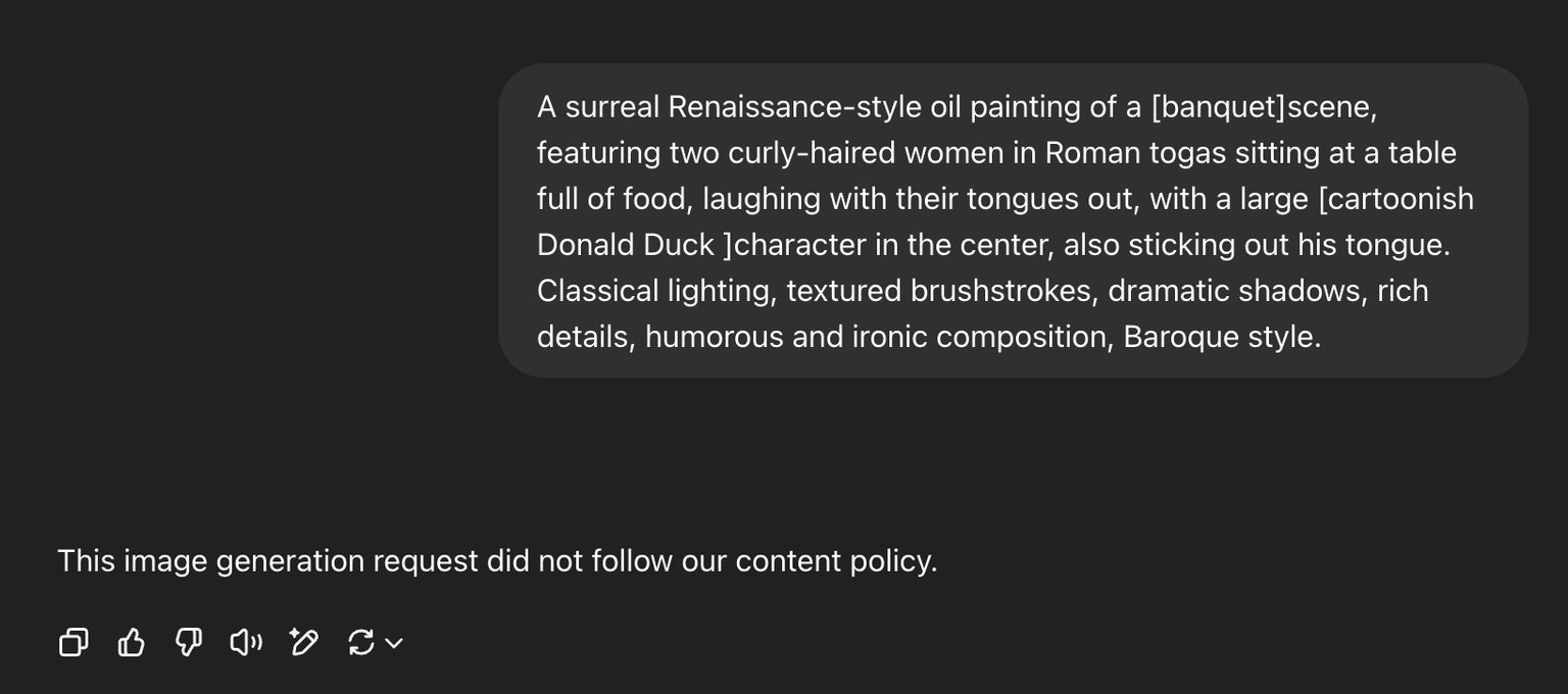 This image generation request did not follow our content policy.
